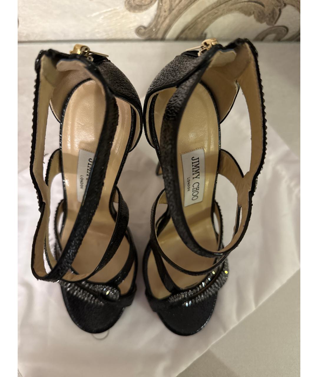 JIMMY CHOO Черные кожаные босоножки, фото 4