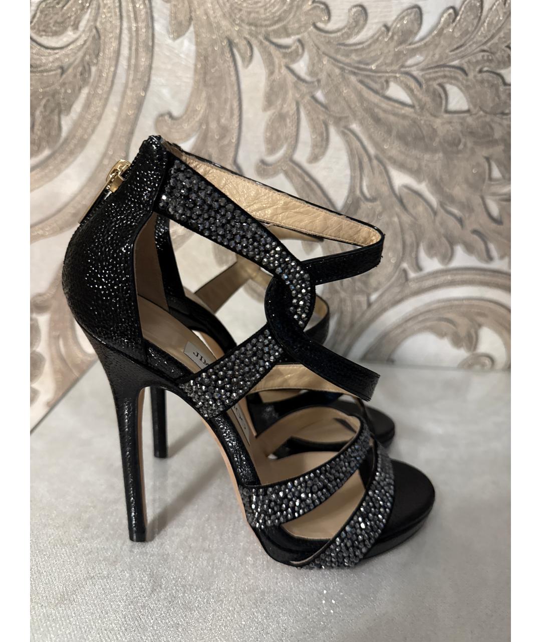 JIMMY CHOO Черные кожаные босоножки, фото 6
