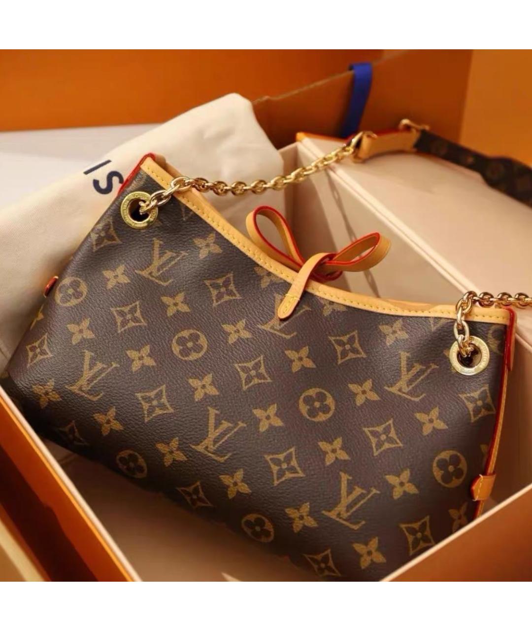 LOUIS VUITTON Коричневая кожаная сумка через плечо, фото 5