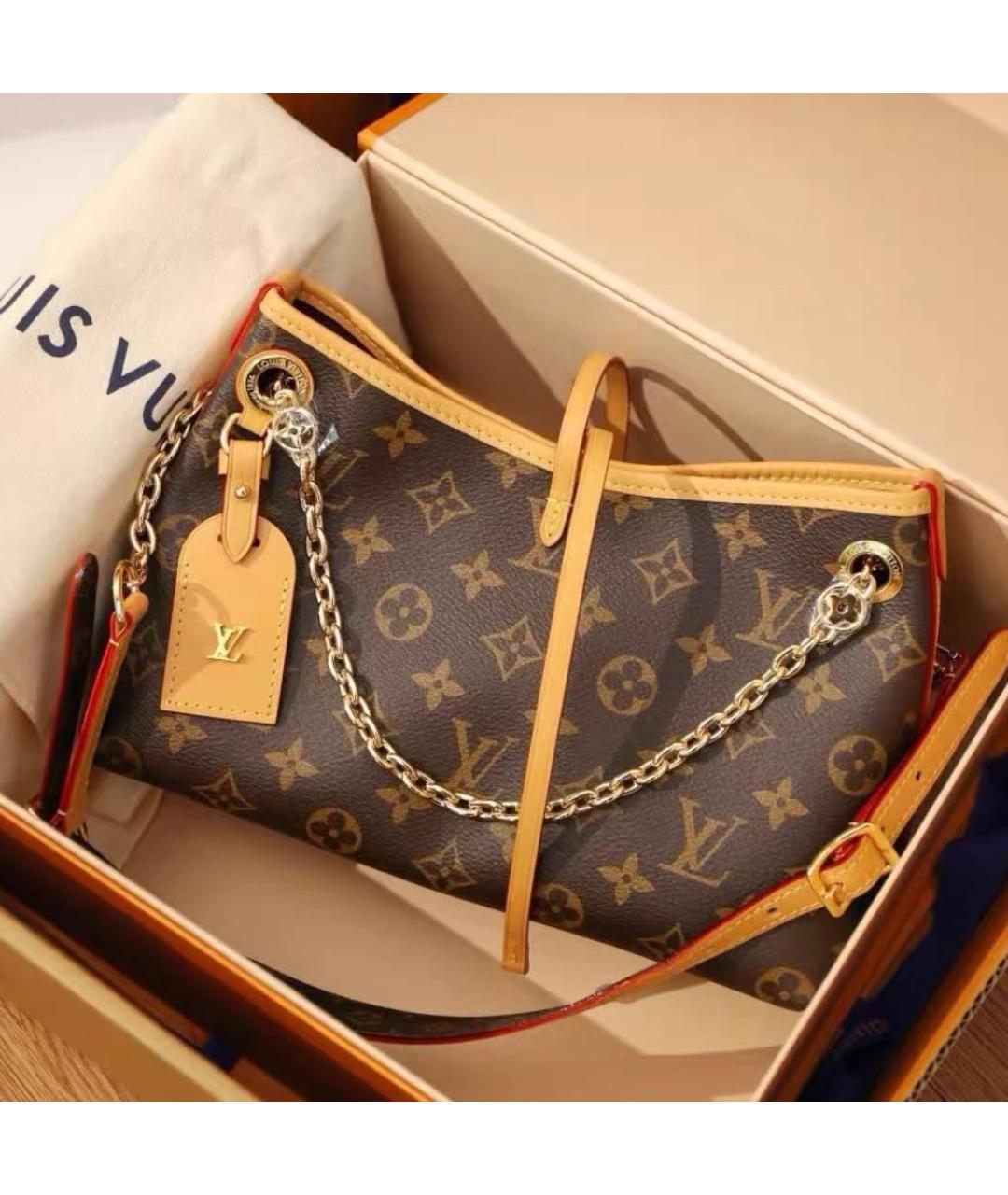 LOUIS VUITTON Коричневая кожаная сумка через плечо, фото 2