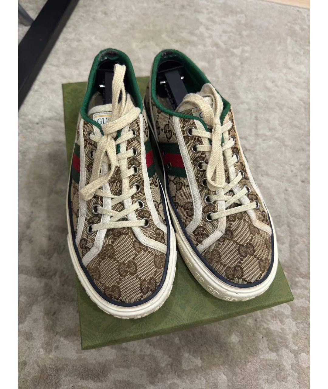 GUCCI Бежевые текстильные кеды, фото 2