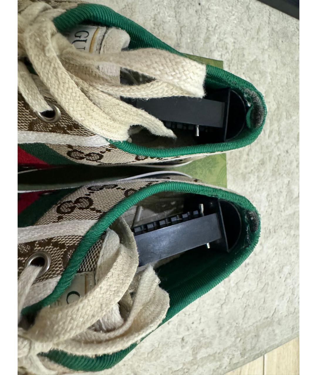 GUCCI Бежевые текстильные кеды, фото 4