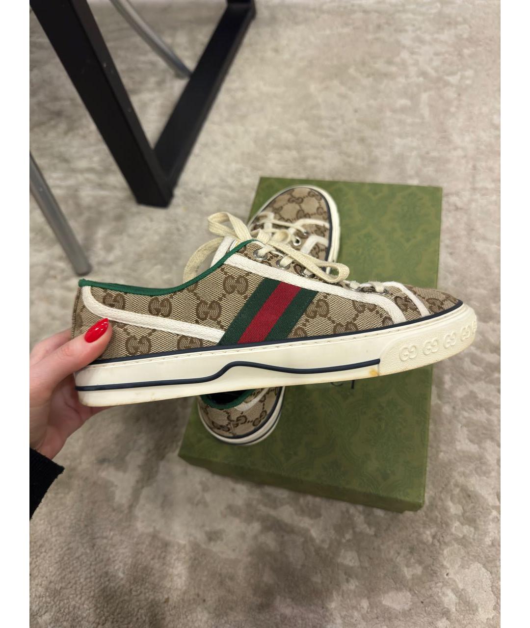 GUCCI Бежевые текстильные кеды, фото 5