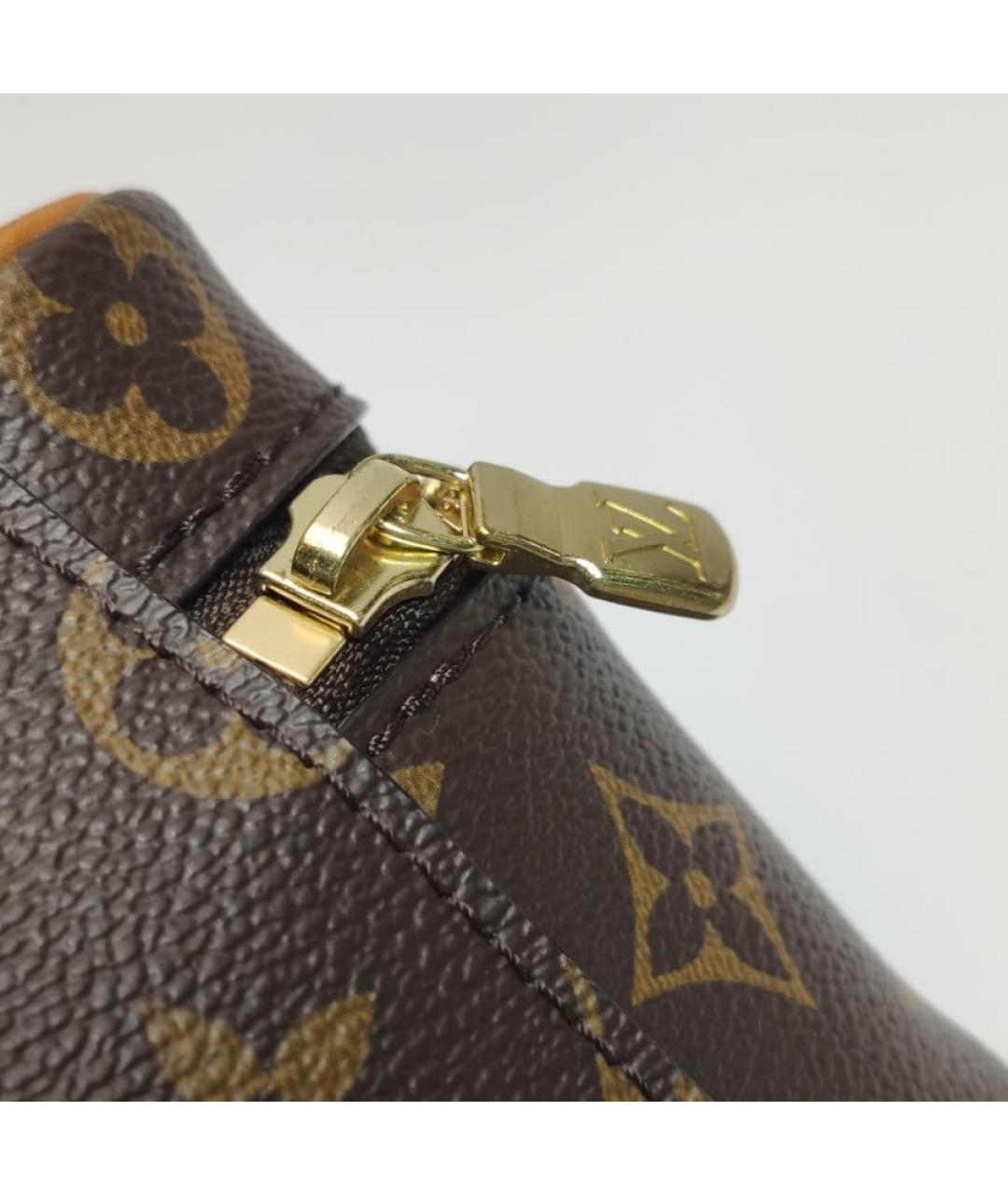 LOUIS VUITTON Коричневая кожаная сумка с короткими ручками, фото 7