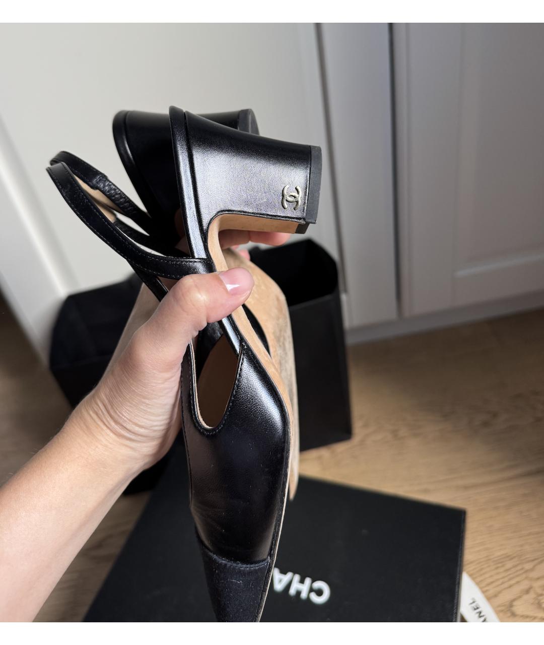 CHANEL Черные кожаные туфли, фото 4