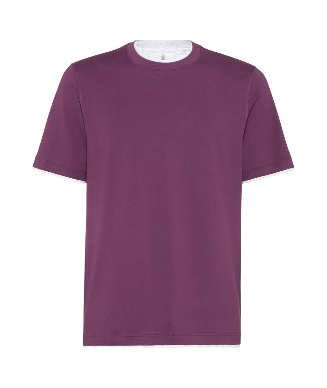 BRUNELLO CUCINELLI Фиолетовая хлопковая футболка, фото 1