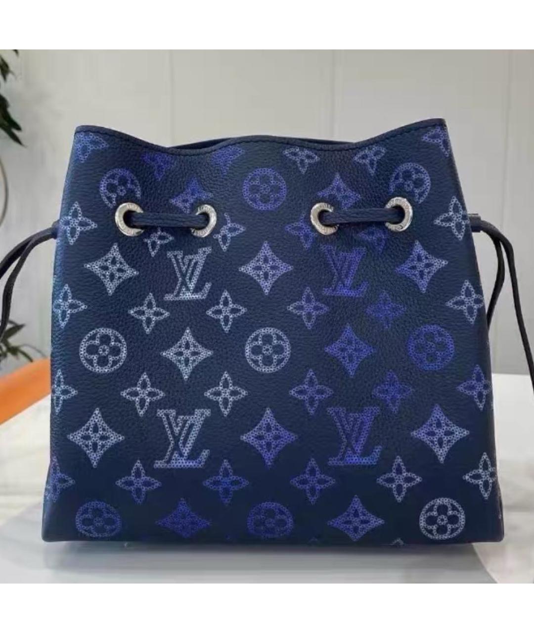 LOUIS VUITTON Темно-синяя кожаная сумка тоут, фото 4