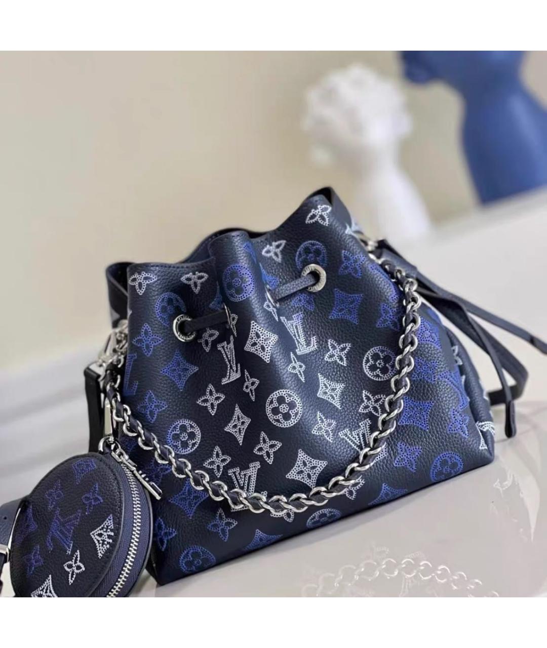 LOUIS VUITTON Темно-синяя кожаная сумка тоут, фото 2
