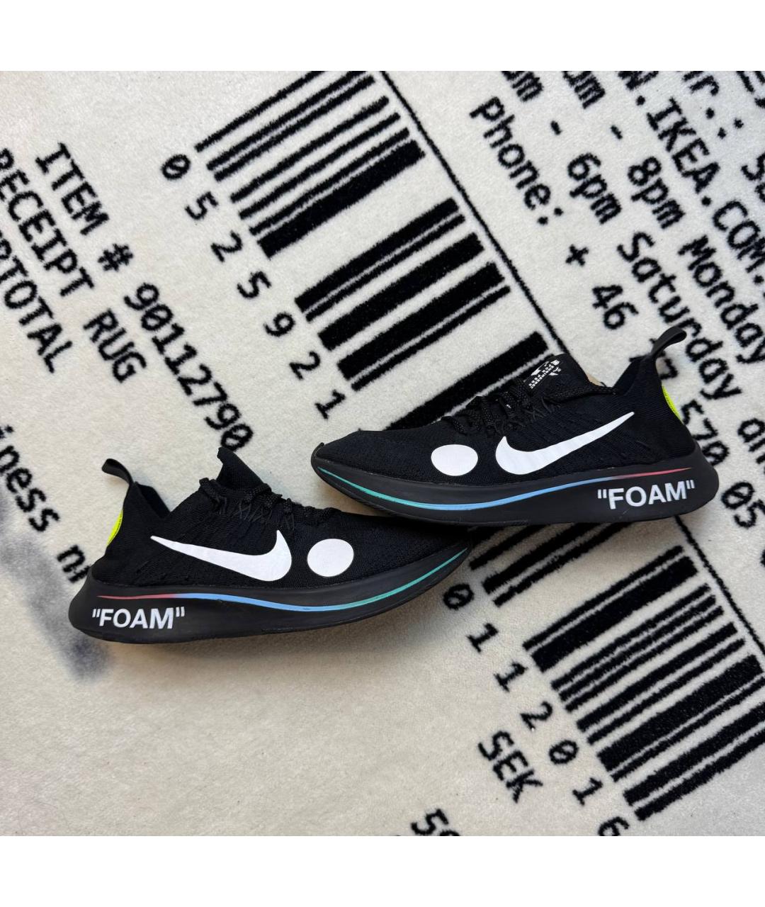 NIKE X OFF-WHITE Черные текстильные низкие кроссовки / кеды, фото 6