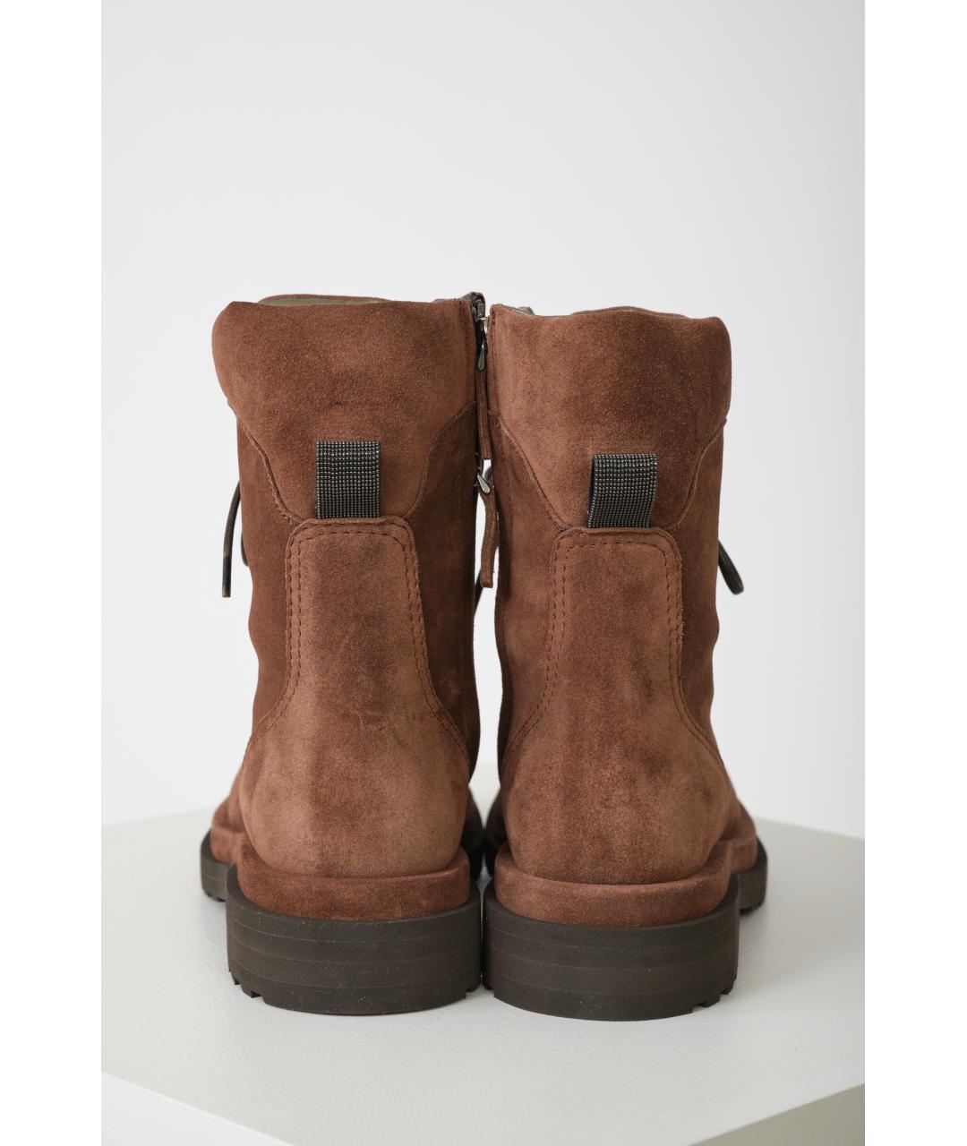 BRUNELLO CUCINELLI Коричневые замшевые ботинки, фото 3