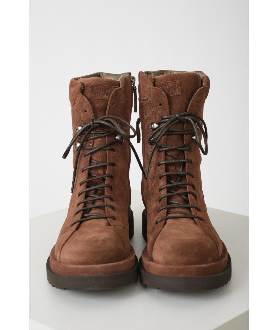 BRUNELLO CUCINELLI Коричневые замшевые ботинки, фото 4