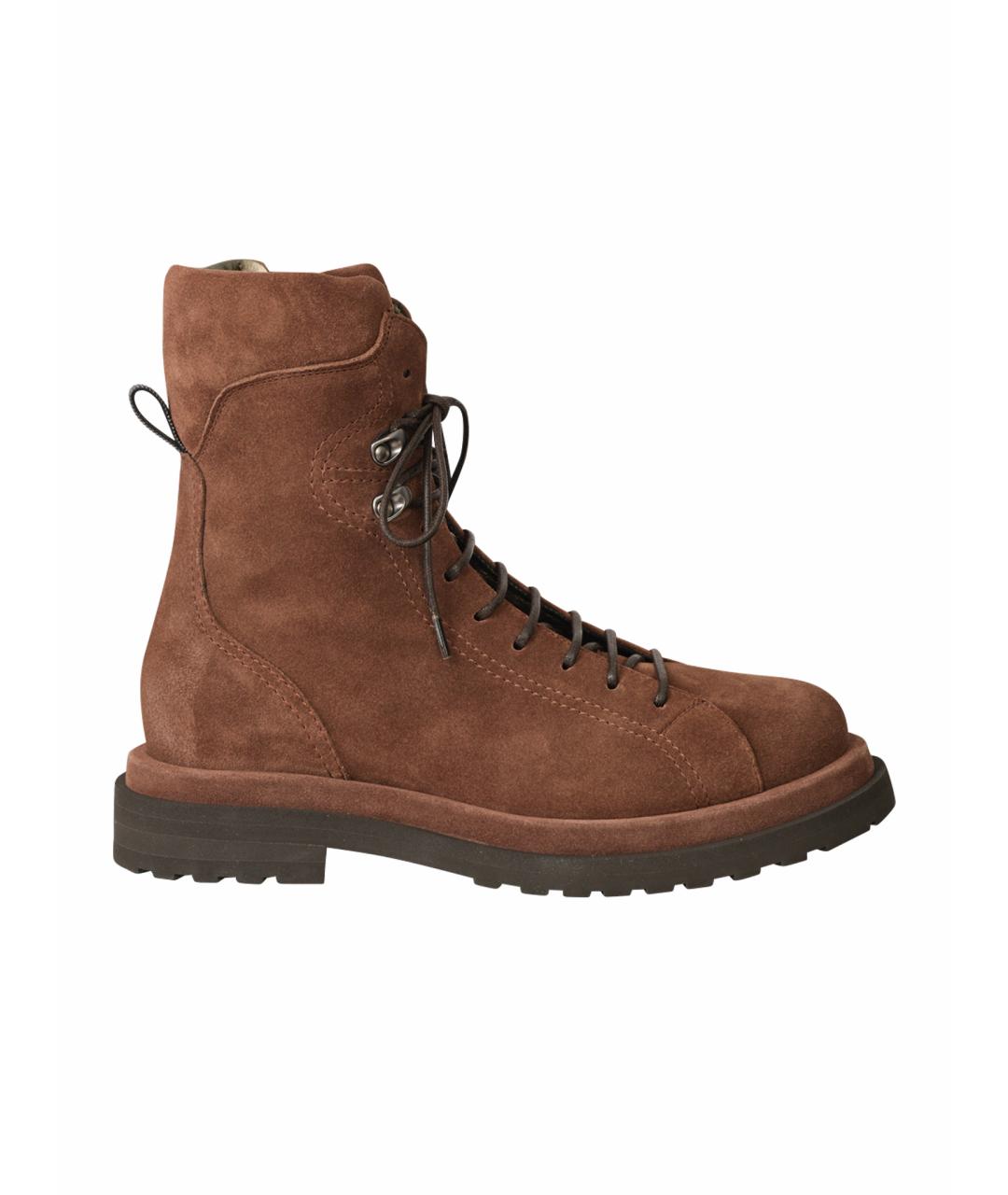 BRUNELLO CUCINELLI Коричневые замшевые ботинки, фото 1