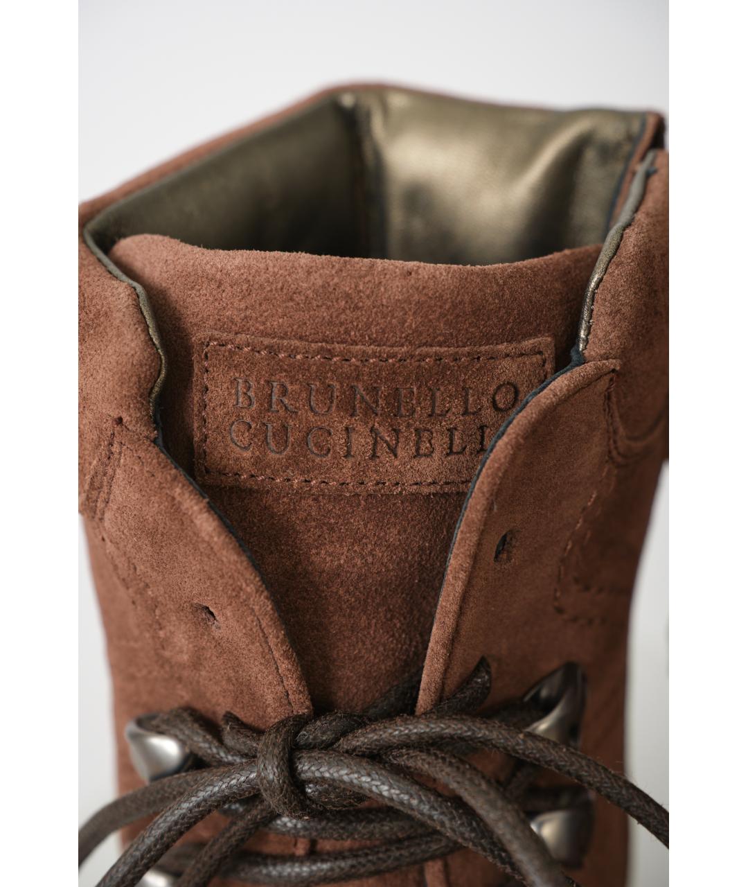 BRUNELLO CUCINELLI Коричневые замшевые ботинки, фото 5