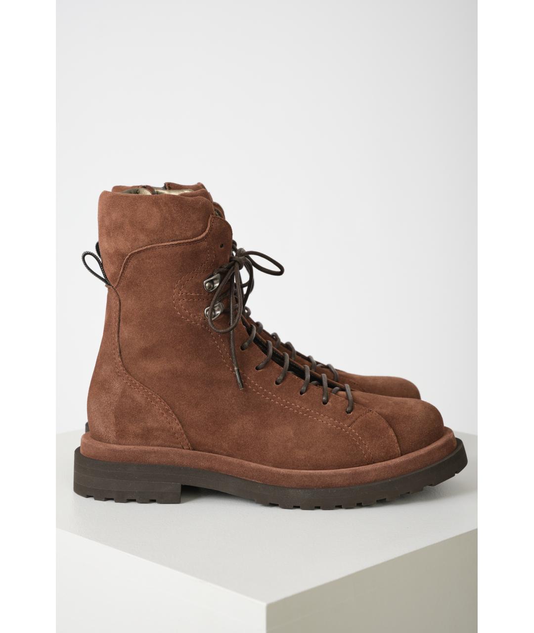 BRUNELLO CUCINELLI Коричневые замшевые ботинки, фото 2