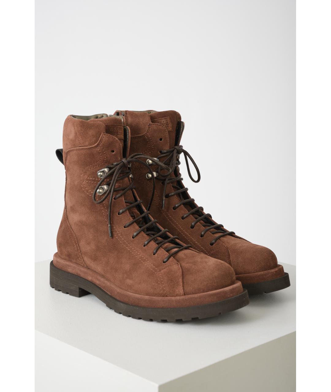 BRUNELLO CUCINELLI Коричневые замшевые ботинки, фото 7