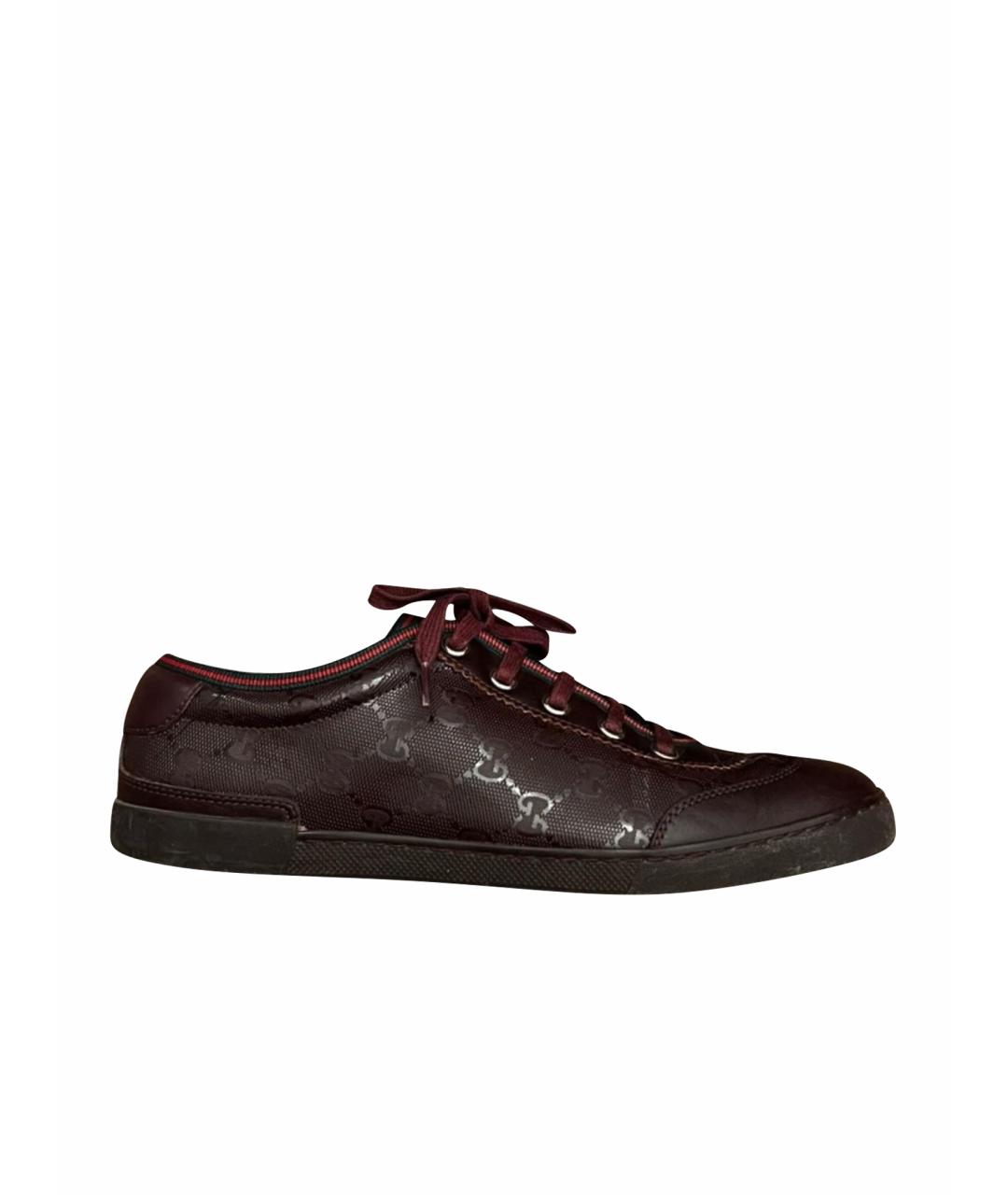 GUCCI Бордовые кожаные кеды, фото 1
