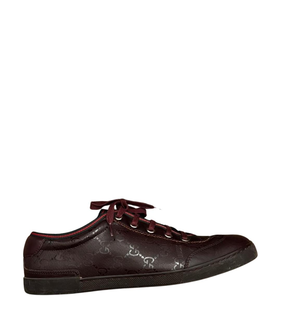 GUCCI Бордовые кожаные кеды, фото 10