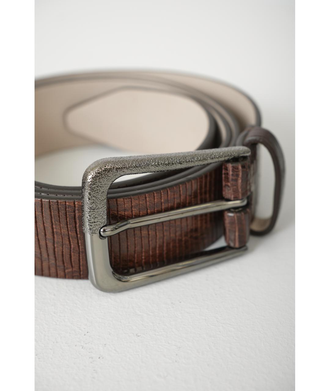 BRUNELLO CUCINELLI Коричневый кожаный ремень, фото 3