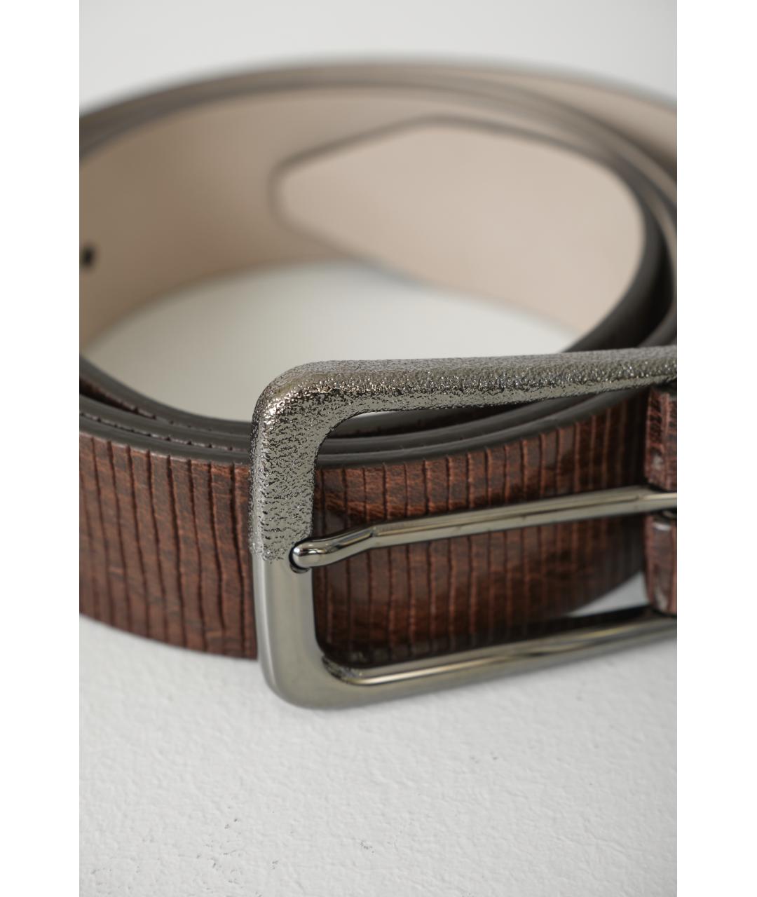 BRUNELLO CUCINELLI Коричневый кожаный ремень, фото 2