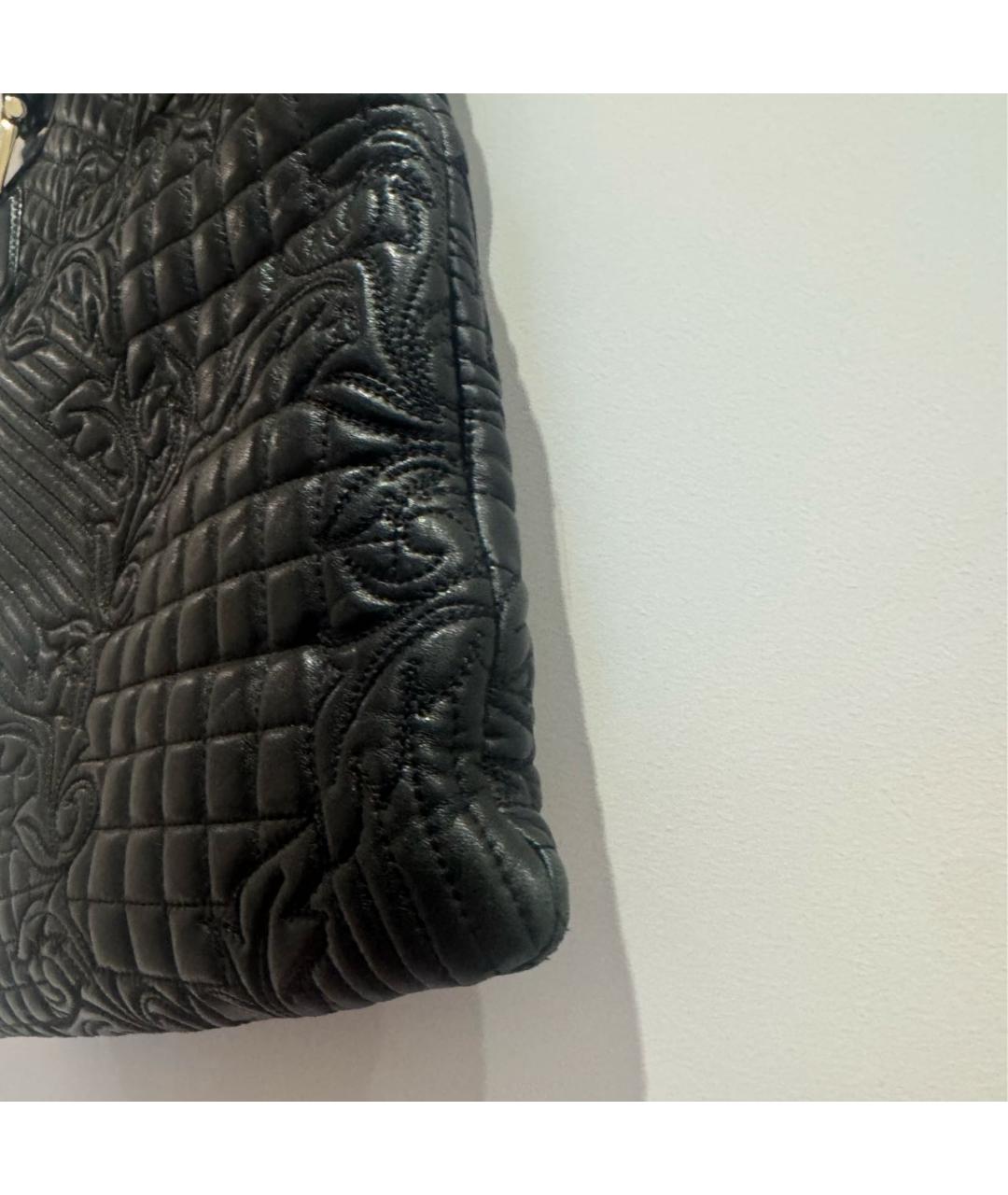 VERSACE Черная кожаная сумка тоут, фото 2