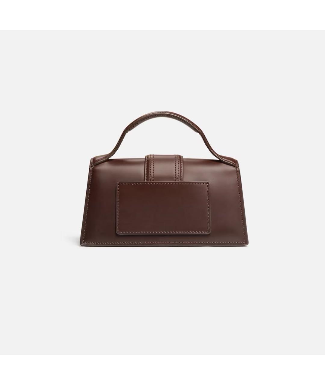 JACQUEMUS Коричневая кожаная сумка с короткими ручками, фото 3