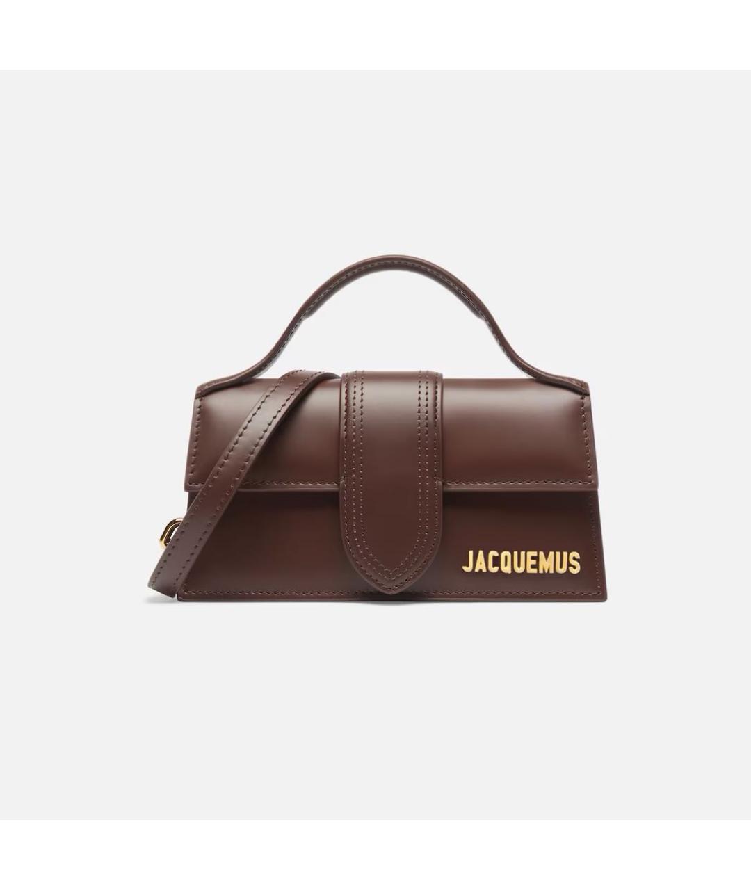 JACQUEMUS Коричневая кожаная сумка с короткими ручками, фото 7