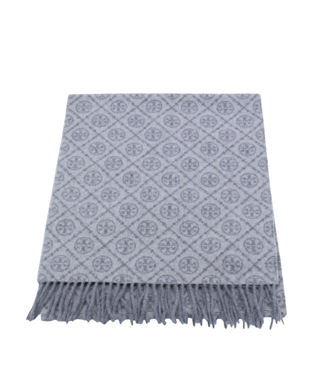 TORY BURCH Серый шерстяной шарф, фото 1