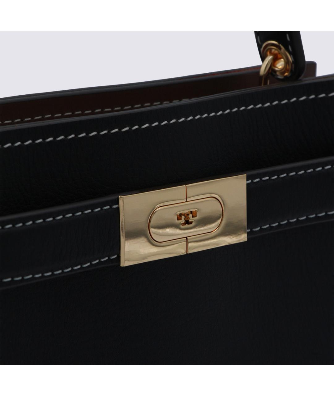 TORY BURCH Черная кожаная сумка тоут, фото 4