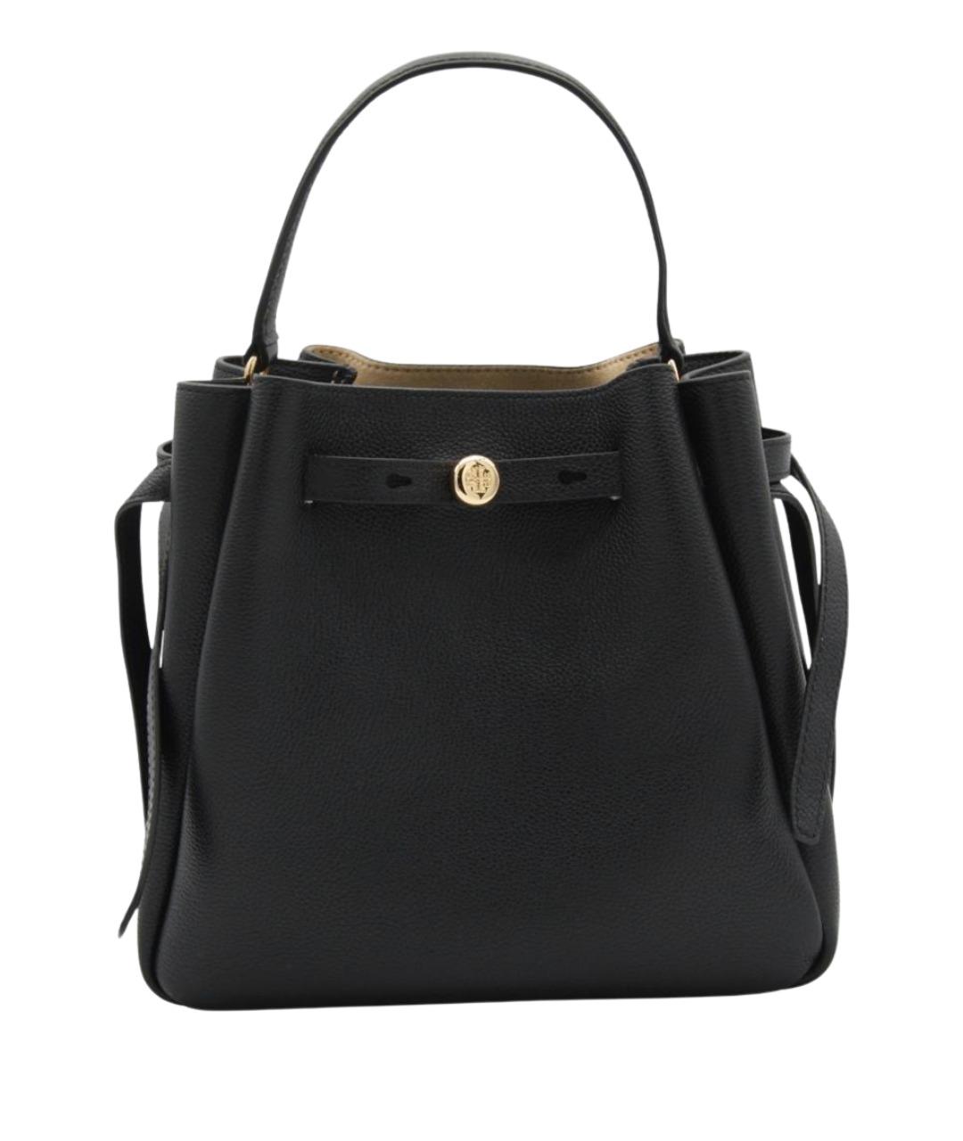 TORY BURCH Черная кожаная сумка с короткими ручками, фото 1