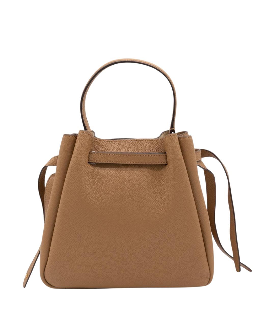 TORY BURCH Бежевая кожаная сумка с короткими ручками, фото 2