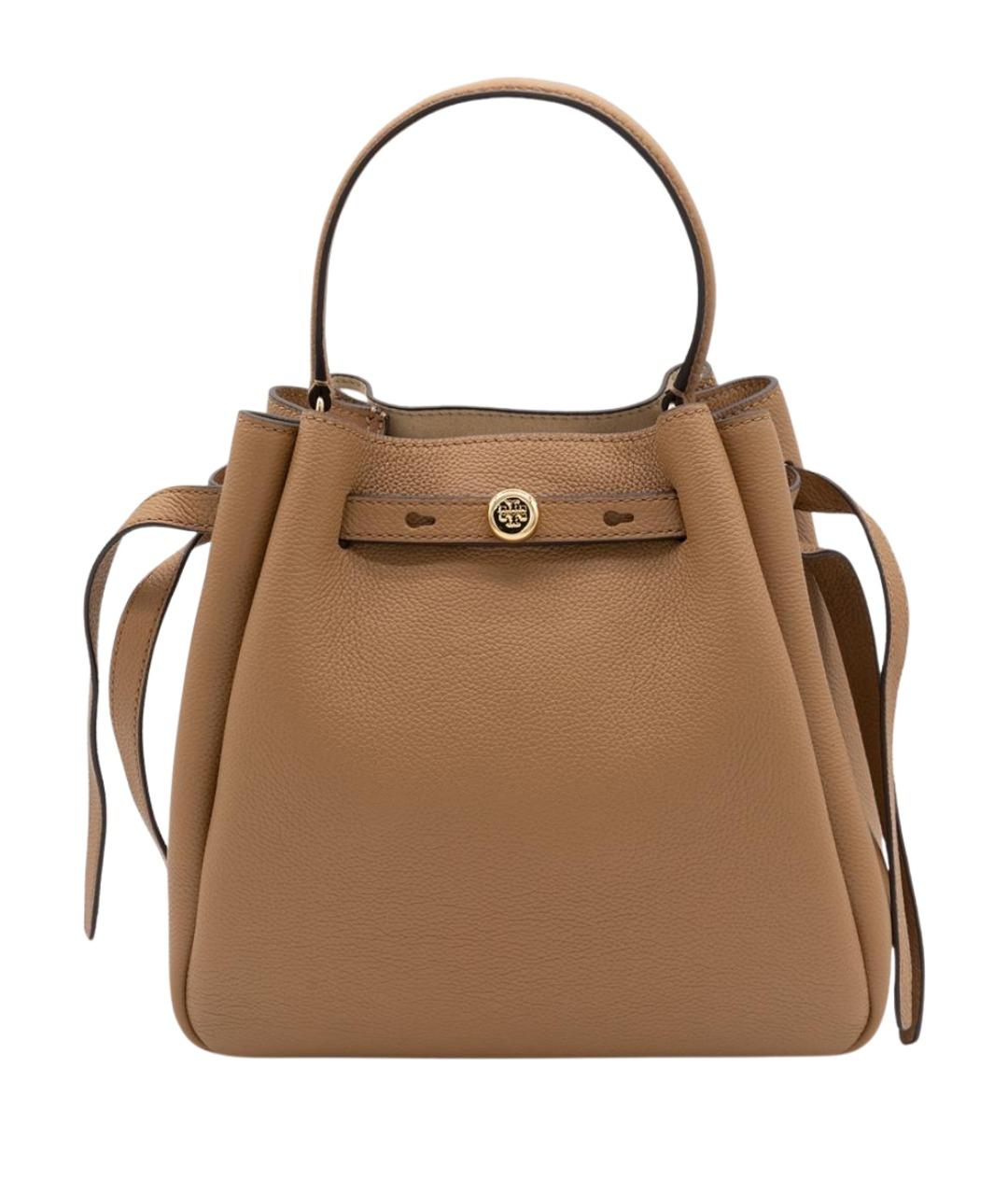 TORY BURCH Бежевая кожаная сумка с короткими ручками, фото 1