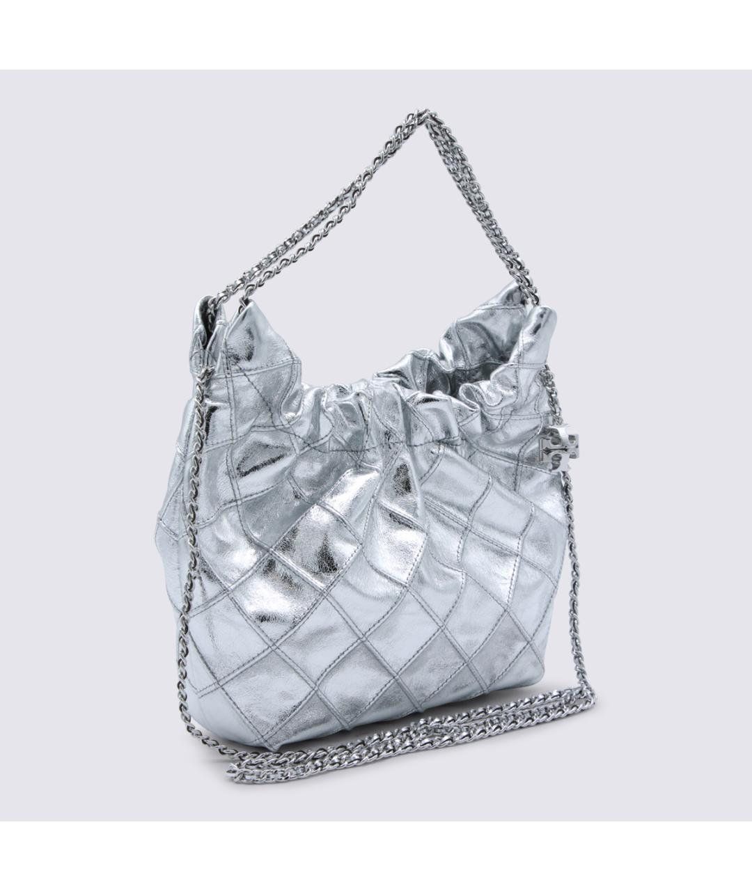 TORY BURCH Серебряная кожаная сумка через плечо, фото 2