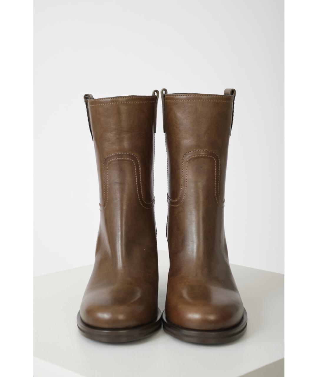 BRUNELLO CUCINELLI Коричневые кожаные ботильоны, фото 5