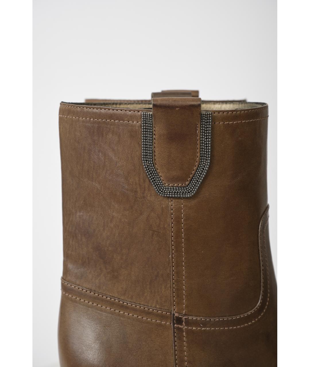 BRUNELLO CUCINELLI Коричневые кожаные ботильоны, фото 3