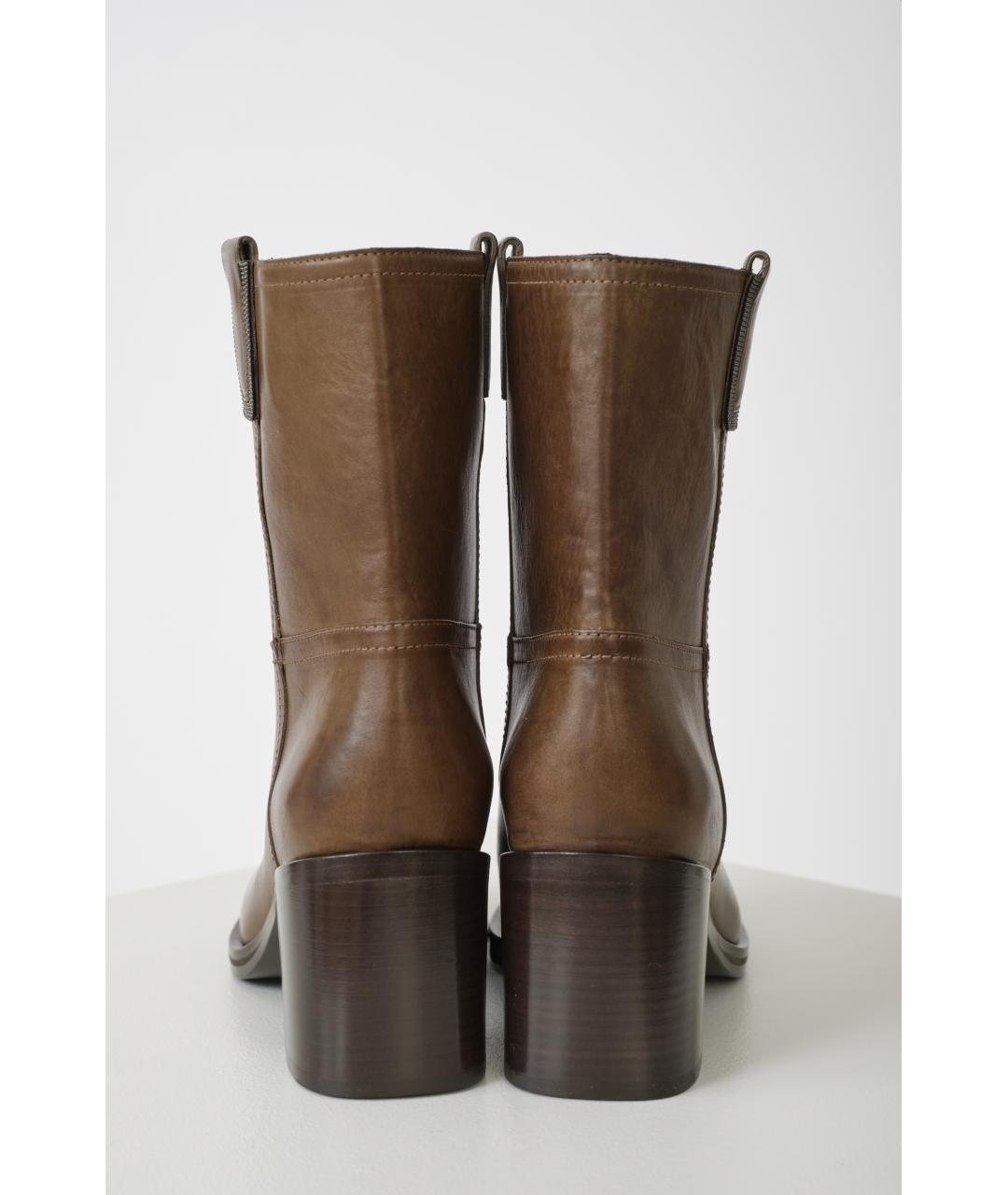 BRUNELLO CUCINELLI Коричневые кожаные ботильоны, фото 4