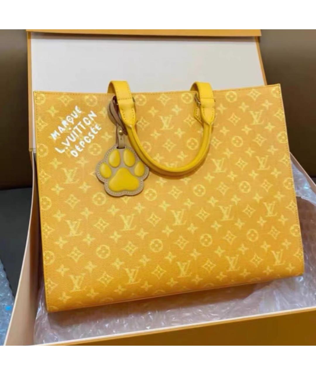 LOUIS VUITTON Желтая кожаная сумка с короткими ручками, фото 2