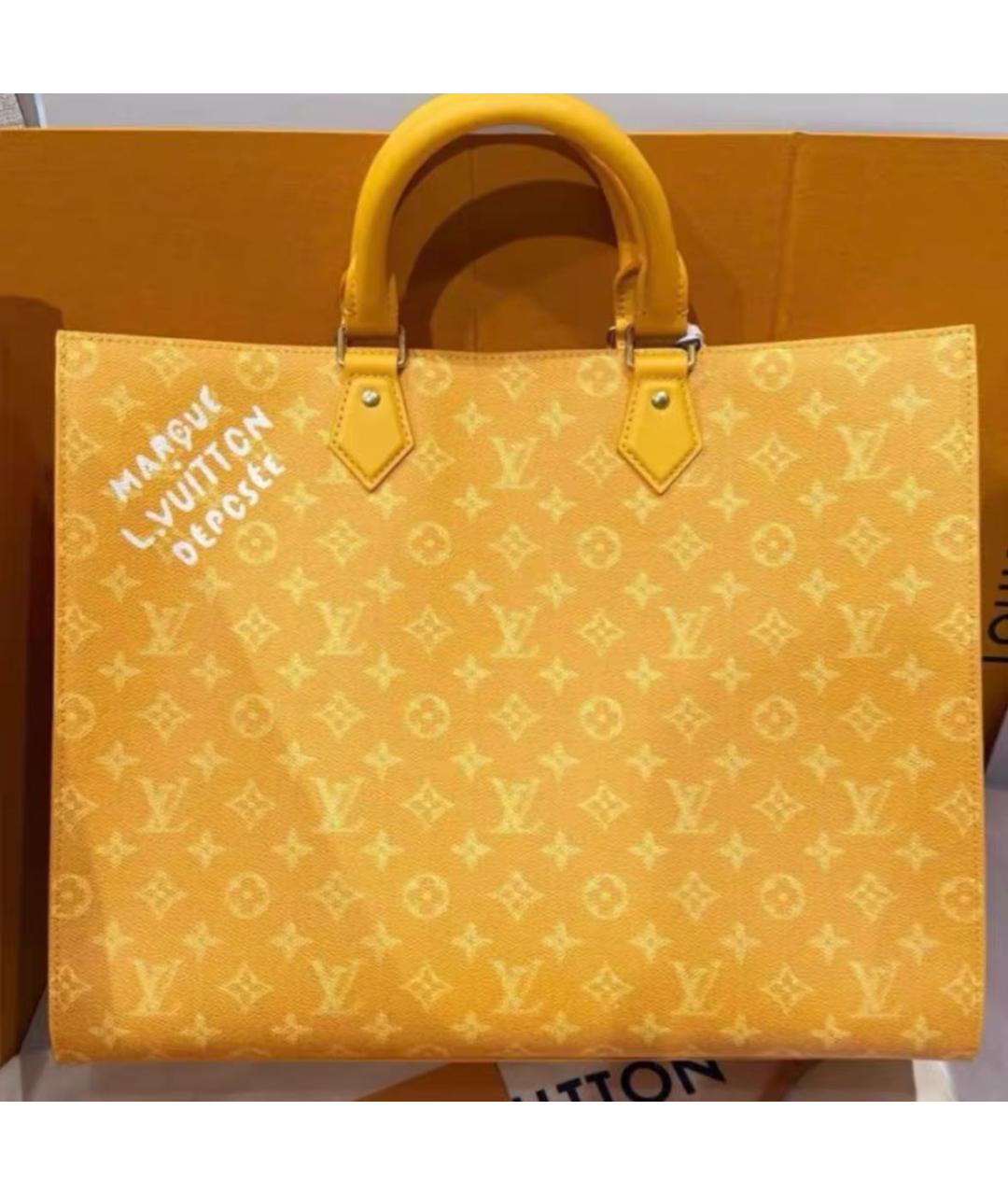 LOUIS VUITTON Желтая кожаная сумка с короткими ручками, фото 5