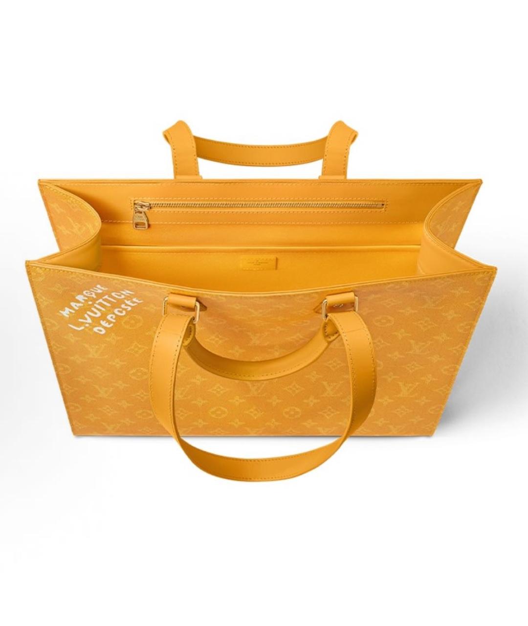 LOUIS VUITTON Желтая кожаная сумка с короткими ручками, фото 4