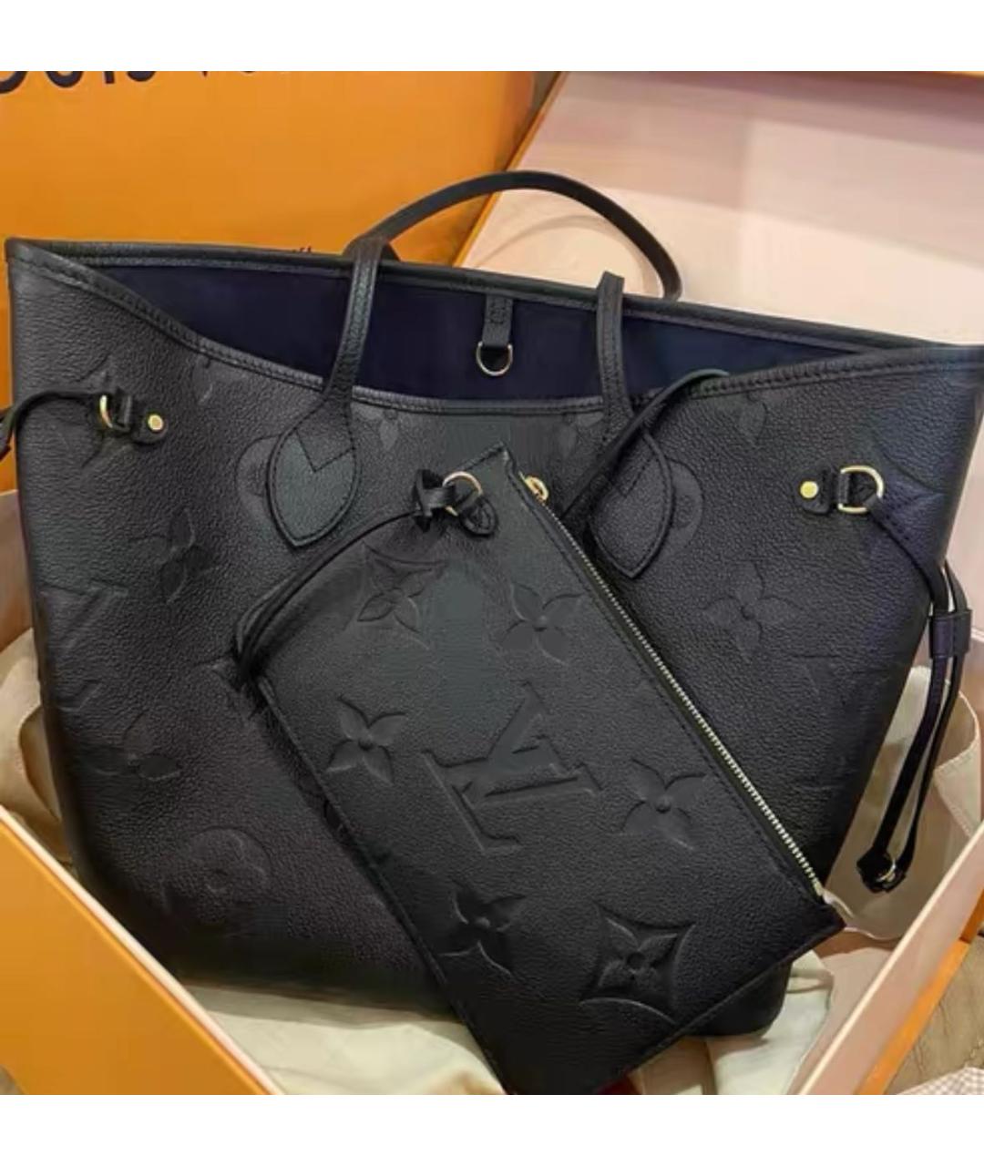 LOUIS VUITTON Черная кожаная сумка тоут, фото 3
