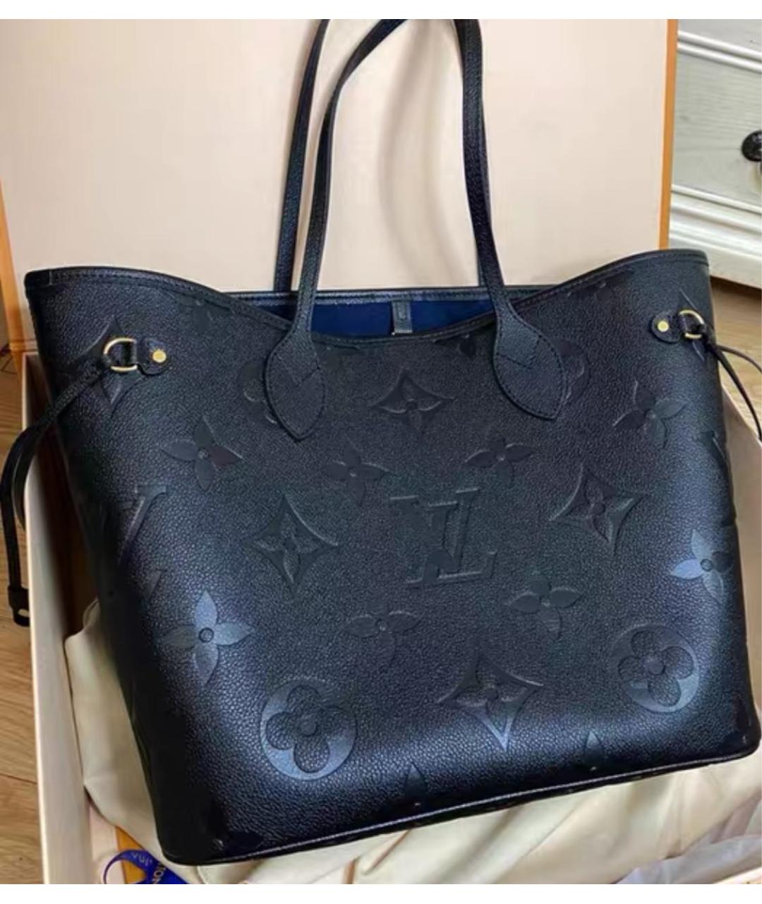 LOUIS VUITTON Черная кожаная сумка тоут, фото 4