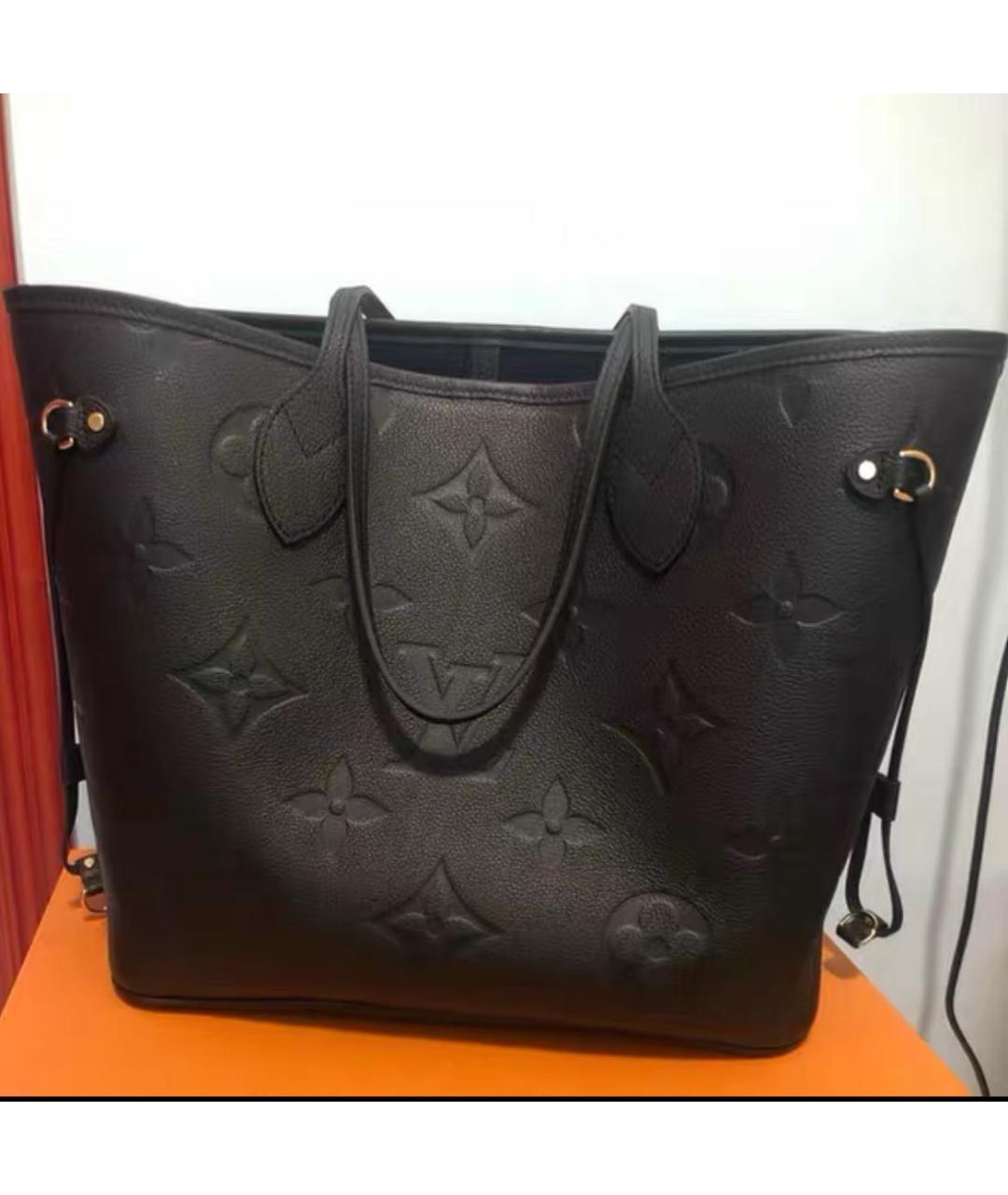 LOUIS VUITTON Черная кожаная сумка тоут, фото 5
