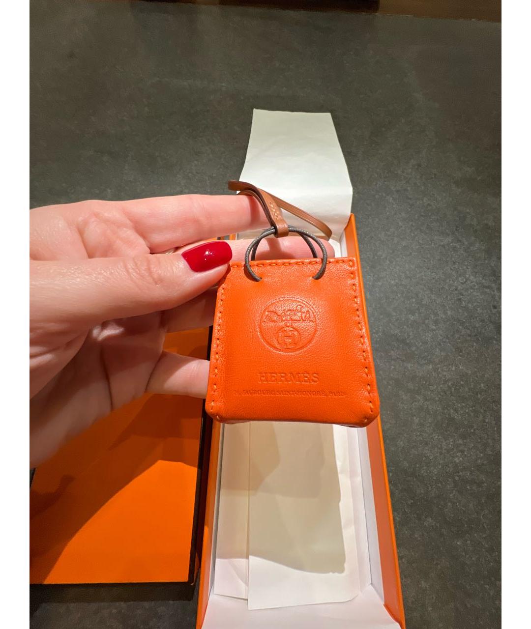 HERMES Оранжевый брелок, фото 3
