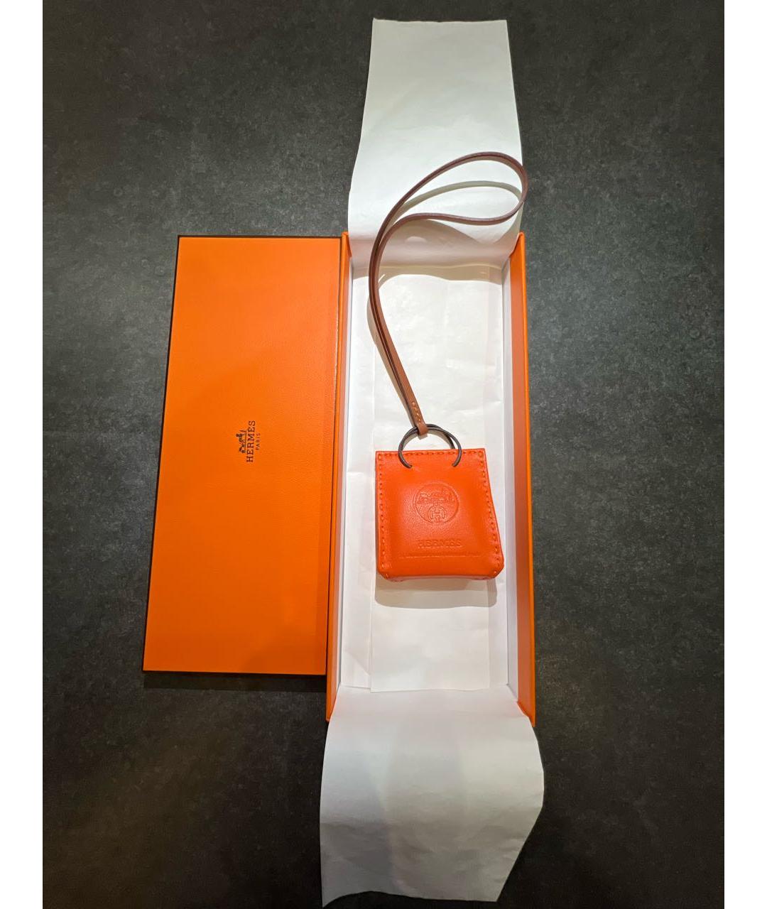 HERMES Оранжевый брелок, фото 2