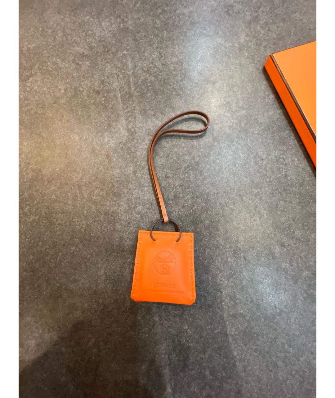 HERMES Оранжевый брелок, фото 9