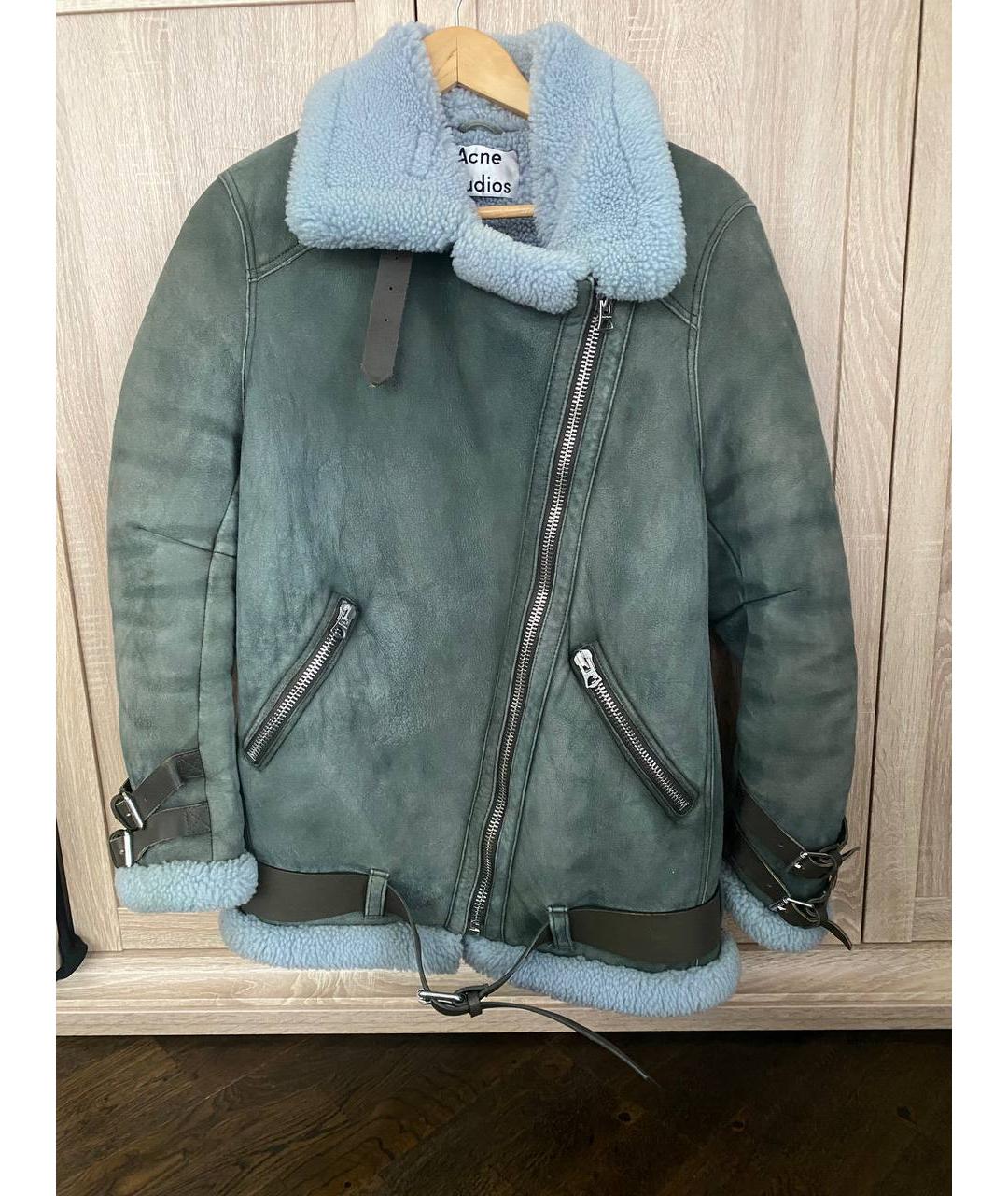 ACNE STUDIOS Зеленая шерстяная дубленка, фото 4