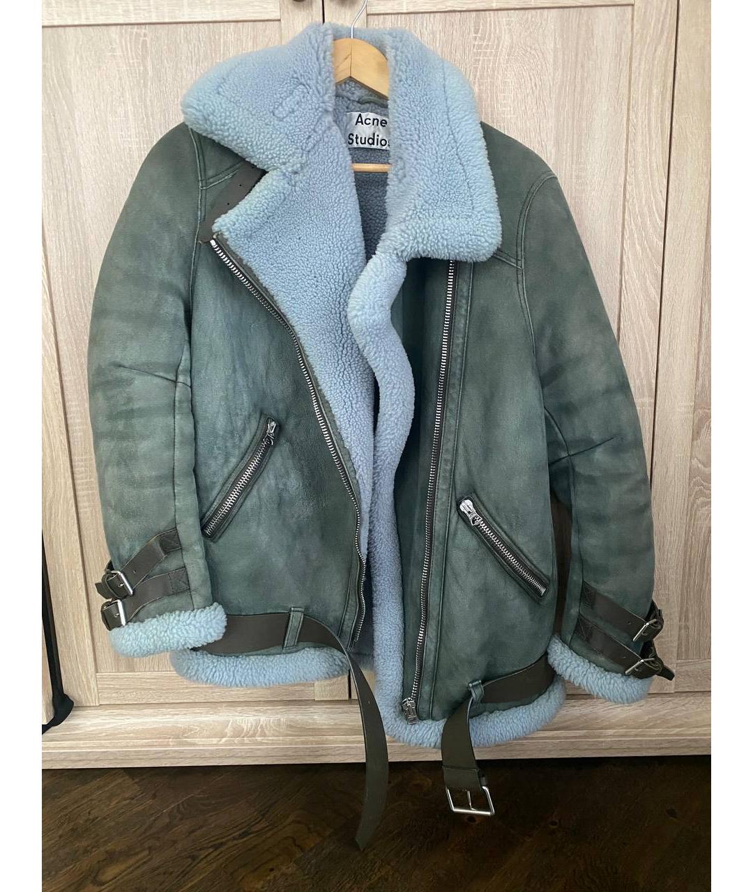 ACNE STUDIOS Зеленая шерстяная дубленка, фото 6