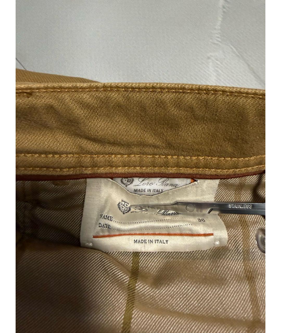 LORO PIANA Коричневые хлопко-эластановые прямые джинсы, фото 3