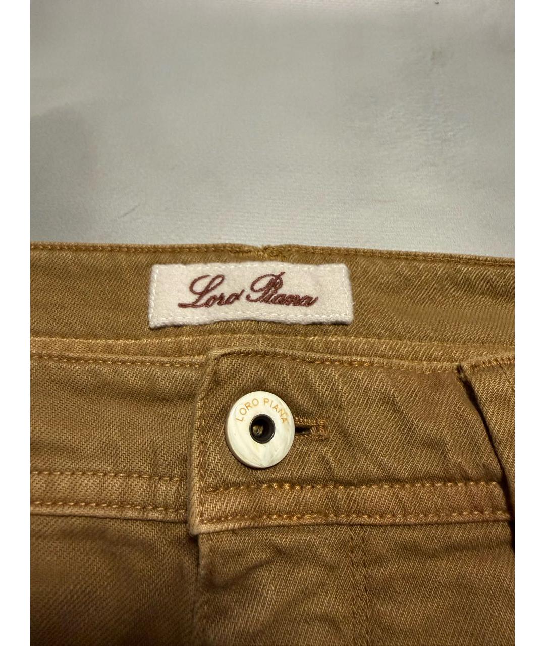 LORO PIANA Коричневые хлопко-эластановые прямые джинсы, фото 2