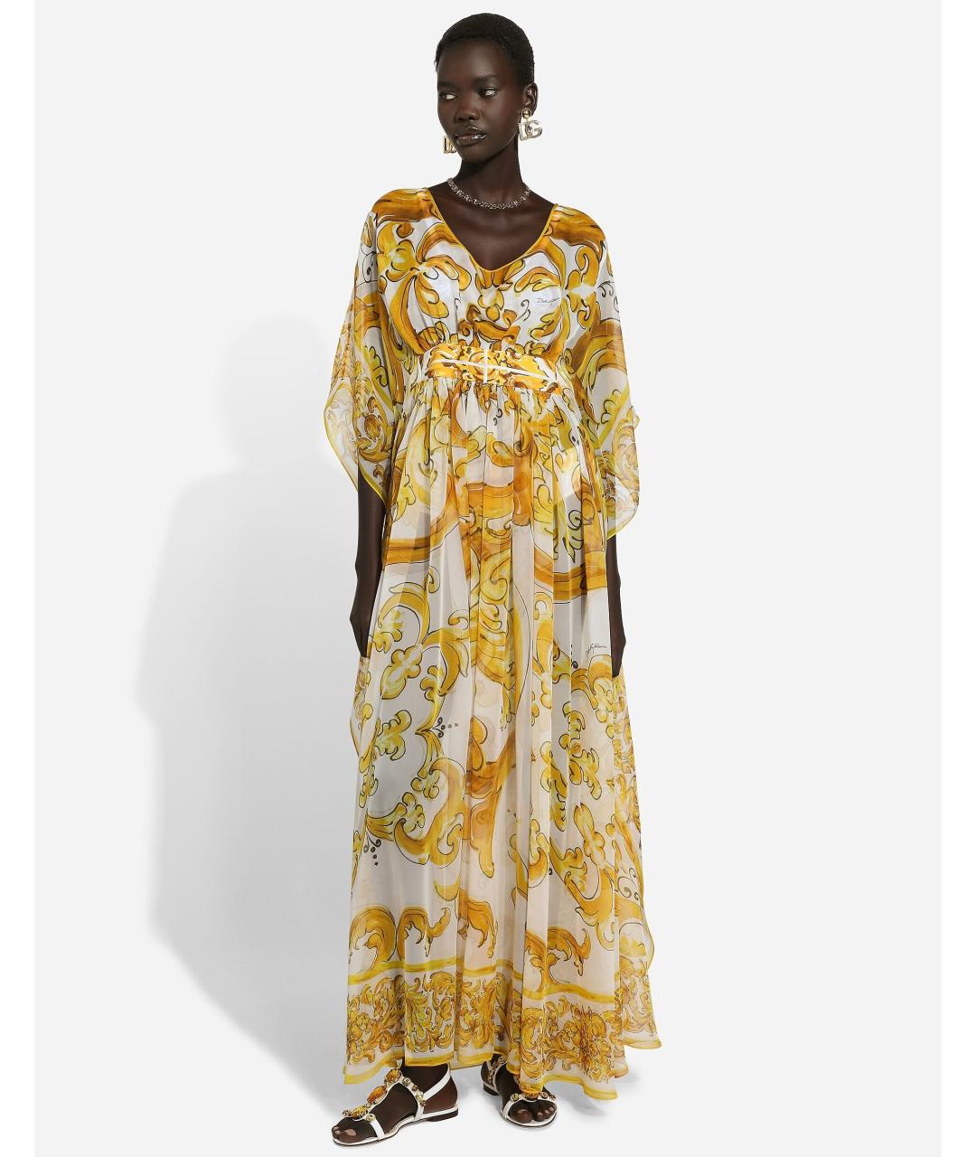 DOLCE&GABBANA Желтое коктейльное платье, фото 4