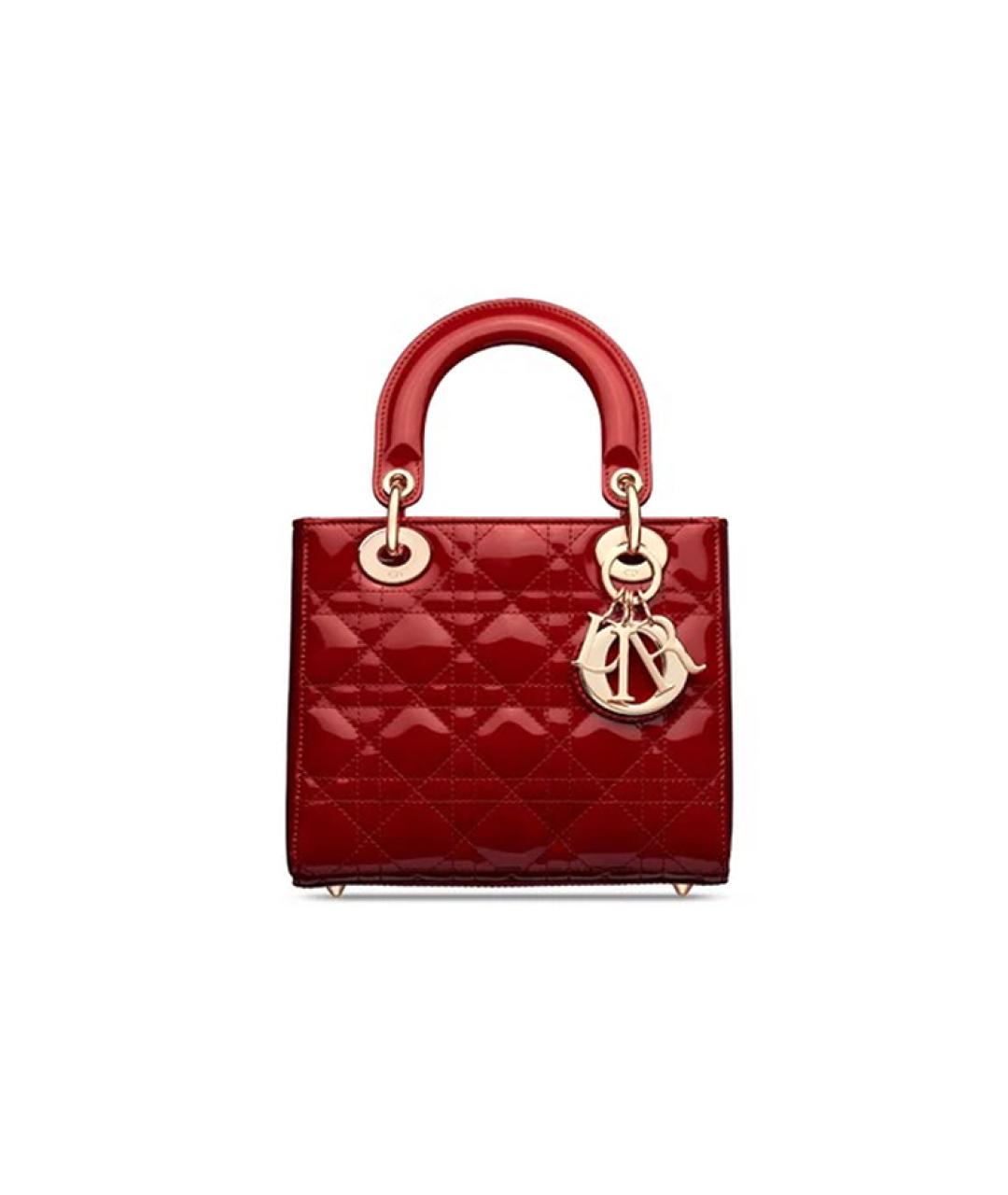 CHRISTIAN DIOR Красная сумка через плечо из лакированной кожи, фото 5